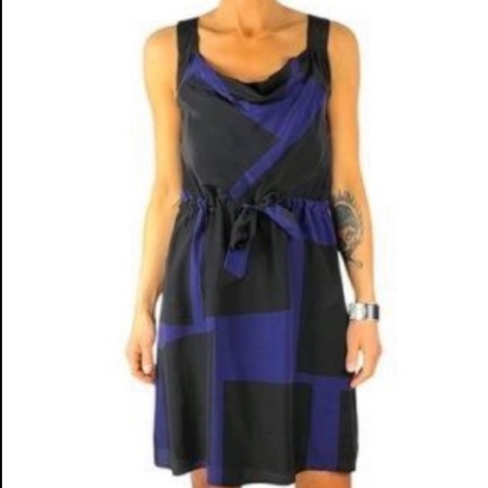 MEXX 100% Silk Dress with Front Tie at Waist